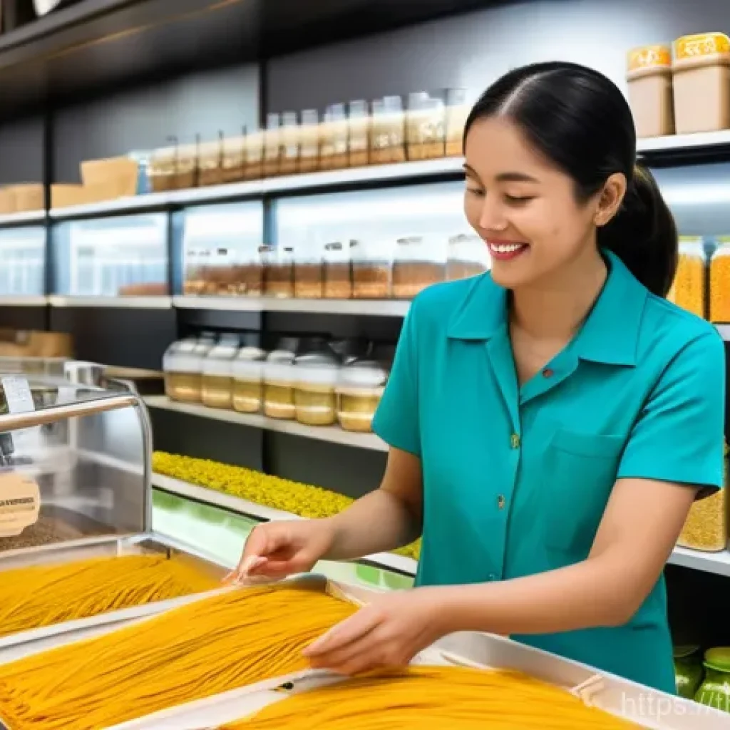 제로웨이스트 기업의 브랜드 가치 제고 방법 - **"A vibrant, modern zero-waste grocery store and refill station bustling with diverse Thai customer...