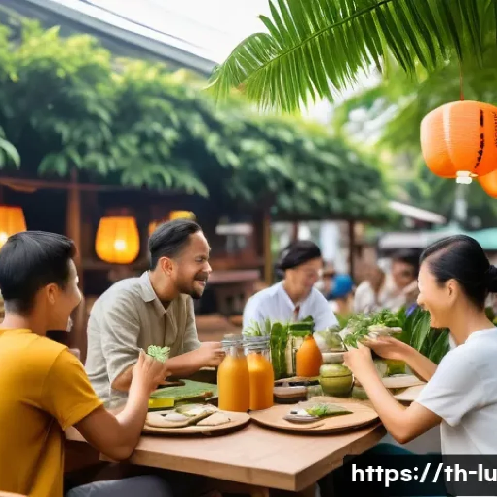 제로웨이스트 물품 대여 서비스의 필요성 - A vibrant Thai community festival scene showcasing eco-friendly zero waste rental equipment in use: ...